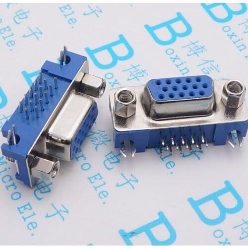 10pcs/Connectors VGA Interface 3.08 DB15 HDR15 DR15 Female head 3.08 Curved foot Three platoon