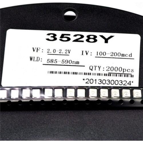 100PCS 1210 patch LED, bright yellow, 3528 light emitting diode yellow SMD LED lamp