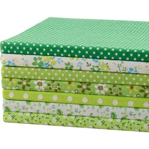 7PCS 50cmx50cm fresh green series cotton fabric Patchwork Fabric Fat Quarter Bundle Quilting scrapbooking basic quality 005