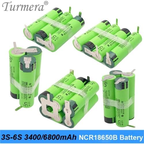 Turmera 3S 12.6V 4S 16.8V 5S 21V 18650 3400mAh Battery NCR18650B Battery 3400mAh 6800mAh for Screwdriver Battery (Customize) J07