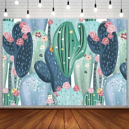 Mexican Cactus Desert Backdrop Newborn Baby Shower Birthday Pink Floral Photography Background Photostudio Photozone Decor Props