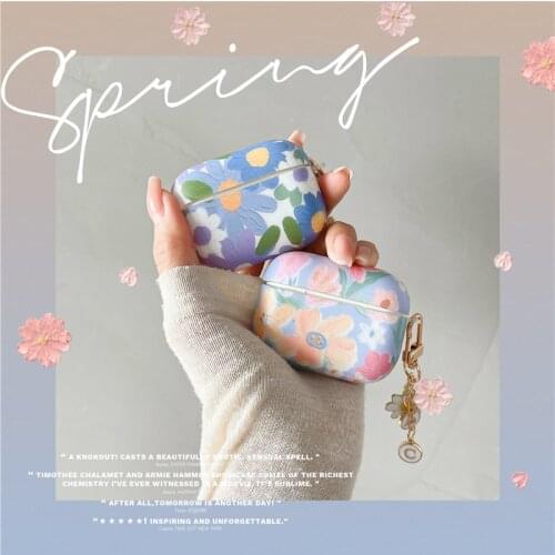 Cute Oil Painting Flowers TPU Earphone Cases For Apple Airpods 1 2 Pro Bluetooth Headset Box fundas For Air Pods Pro Cover