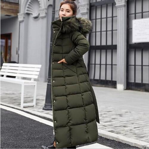 Long Parkas Women Winter Coat 2019 Thick Warm Sustans Outwear With Hooded Fur Collar Womens Stylish Windbreaker Elegant Coats