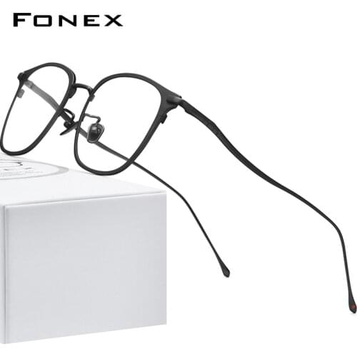 FONEX Pure Titanium Eyeglasses Frame Men Square Myopia Optical Prescription Glasses Women 2020 New High Quality Eyewear 8522