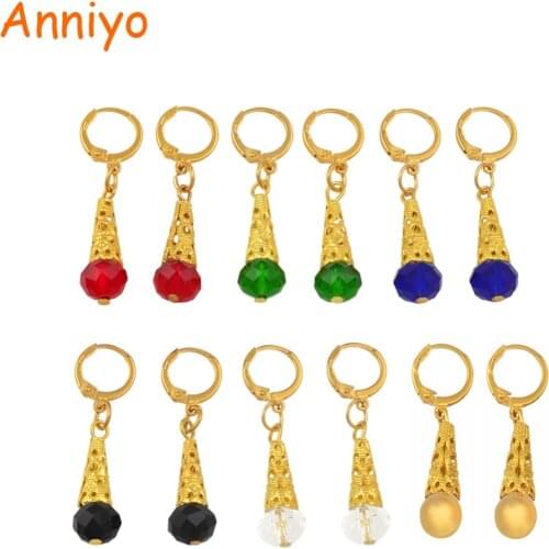 Anniyo Hawaiian Earrings for Women Girls African Jewelry Marshall Micronesia Guam Colored Stones Earring #138706