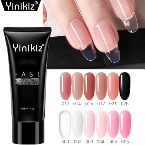 Yinikiz 15g AcrylicPoly Extension Nail Gel Soak Off Builder Gel Tips Brush Tool Finger Extension Camouflage Nail Tools