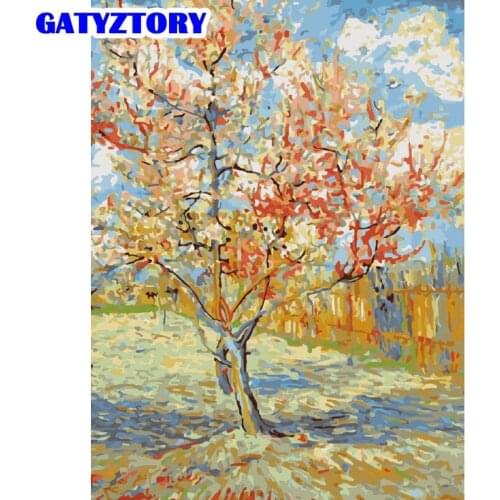 GATYZTORY Picture By Numbers Kits For Adults Diy Gift Peach Flower Oil Painting By Number Modern Home Living Room Wall Decors