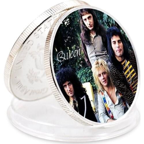 Queen Silver Coin Freddie Mercury Commemorative Challenge Coins Collectibles Gold Play Eagle Back for Christmas Gift