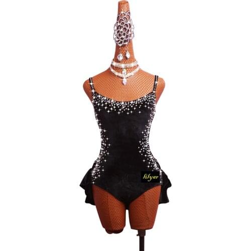 Latin Dance Costume Performance Dress Sasa Dance SALSA Jumpsuit Black Sexy Tie Dancing Dress