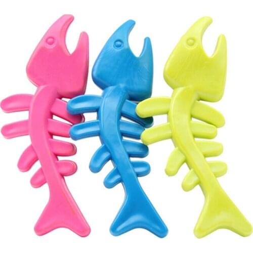 Colorful Fish Bone Shaped Dog Toys Pet Chew Dog Toys Rubber Dental Teeth Chew Bone Pet Puppy Play Training Toys Pet Accessories