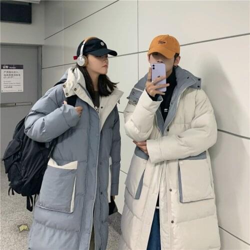 4 colors Winter Jacket Womens Long Coat Loose Large Size Hooded Big Pocket Single Breasted Thicken High Quality Blouse Female