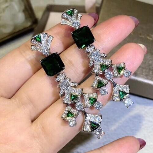 Fashion temperament earrings micro inlaid zircon earrings personality fan-shaped skirt fashion jewelry for women