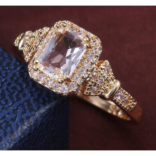 Modyle Wedding Rings For Women Cubic ZIrconia Square Stone Ring Luxury Gold Color Engagement Accessories Drop Shipping