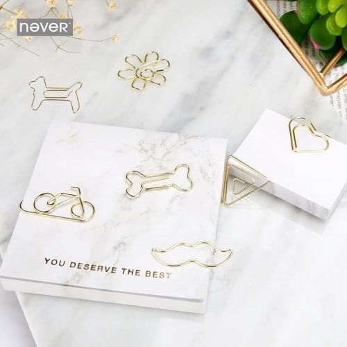 Marble Golden Profiled paper Clip Creative Minimalist Office Song Pin Hollowed Bookmark gold Paper Clips Gold Kawaii Accessories