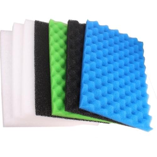 Garden Fish Pond Filter Foam Floss Pad Set 17" x 11" (1x Black Coarse, 1x Blue Medium, 1x Green Fine, 1x Carbon, 3x Poly)