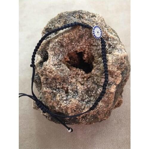 Natural Blue Zircon Cubic Zirconia Adjustable Female-Male Silver Drawstring Bracelet