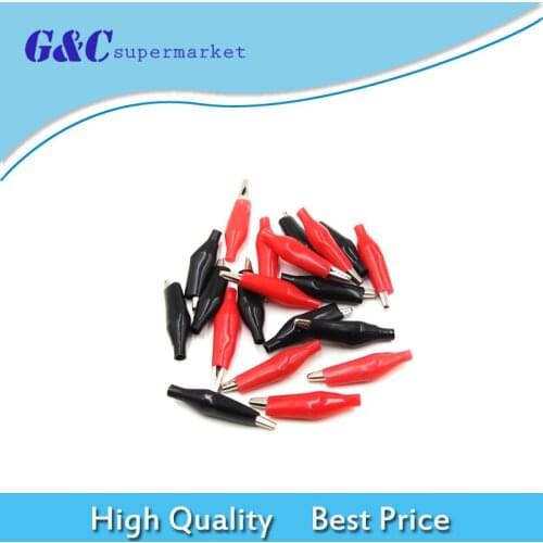New 10Pair (=20pcs/lot) Black Red Soft Plastic Coated Testing Probe Aligator Clips Crocodile P2001 diy electronics