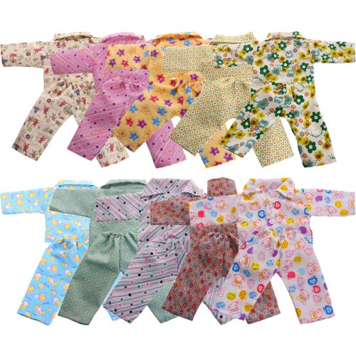 Doll Clothes Long Sleeves Cotton Cute Flower Printting Pajamas Fit 18 Inch American & 43Cm Zaps Baby New Born Doll Gift No Doll