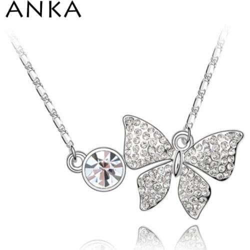 ANKA Real Colar Accessories butterfly Crystal Pendant Necklace free Shipping #87065