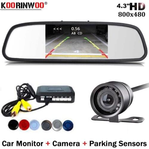 Koorinwoo Auto Dual Core LCD Monitor Mirror Parktronic Video Parking Sensor Rear view camera Reverse Backup Buzzer Car Detector