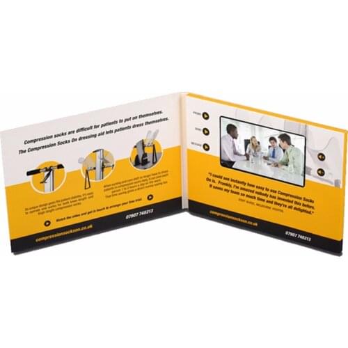 Custom 4.3inch video greeting card free printing Fashion Design support mp3 mp4 video format hot sale on line