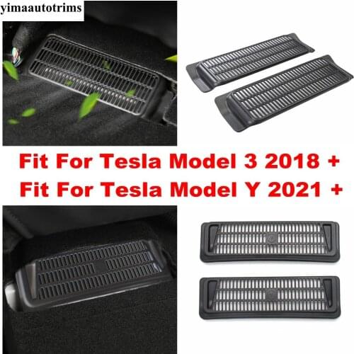 Seat Under Floor AC Air Duct Vent Anti-blocking Cover Kit Trim For Tesla Model 3 2018 - 2021 / Model Y 2021 Plastic Accessories
