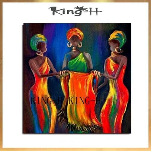 Hand-painted African women children abstract character oil painting the mural wall adornment picture hyundai frameless canvas ar