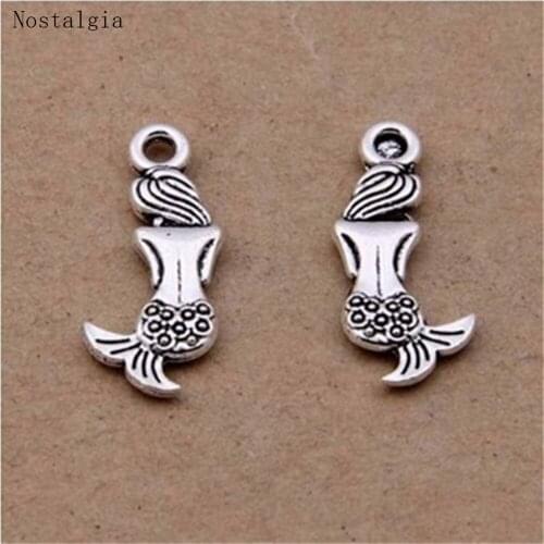 Nostalgia 20Pcs Mermaid Accessories Tail Charm Nautical Earrings Making Jewelry 10*21MM