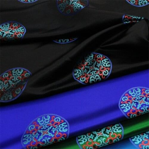 CF865 Blue/Green/Black Women/Mens Jackets Fabrics Chinese Style Circles Jacquard Brocade Silky Clothes Home Textile DIY Sewing