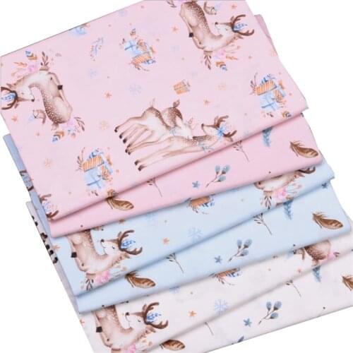 Syunss Diy Patchwork Cloth For Quilting Baby Cribs Cushions Dress Sewing Tissus Cartoon Deer Feather Cotton Fabric Tecido Tissus