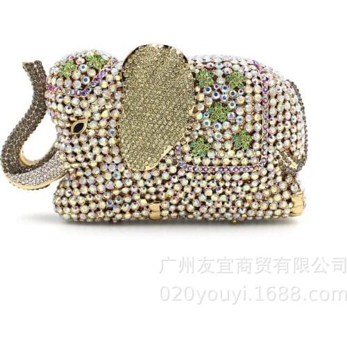 Women Elephant shape Crystal Clutch purse Evening Bags Bridal Wedding Handbags Diamond Cocktail Party Purses hand Bag for female