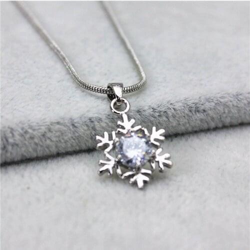 2019 new hot fashion brand jewelry silver plated Necklace&Pendants crystal snowflake necklace for women girl gift