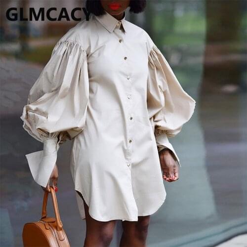 Women Plus Size Oversize Button Design Solid Color Mini Shirt Dress