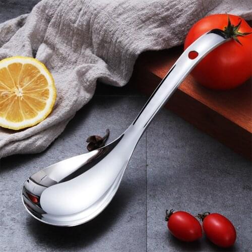 1PCS Spoon Little Things Tablespoons Rice Porridge Long Handle Soup Dinnerware The Kitchen Tools Stainless Steel Large Thicken