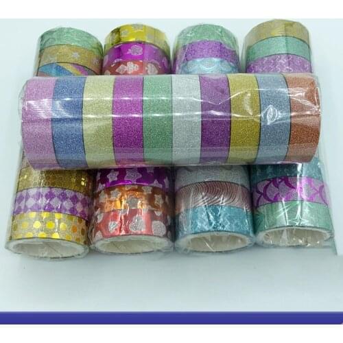 10 Colors/bucket Creative DIY Hand Paste Decorative Lace Color Glitter Paper Glitter Powder Tape Adhesive Tape Support Wholesale
