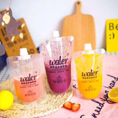 100pcs Large diameter nozzle bag transparent liquid packaging milk tea juice takeaway package express beverage bags