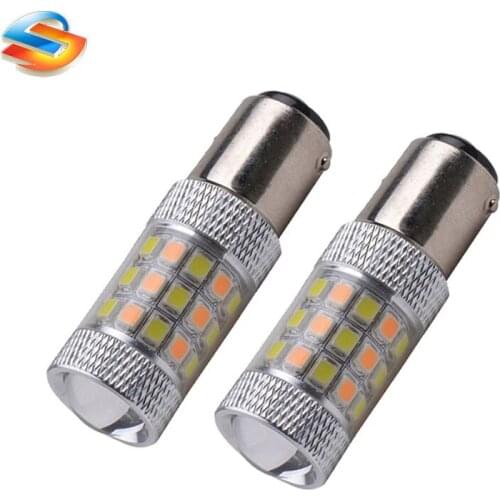2pcs White Amber Switchback 840 Lumens 1157 BAY15D 2835 42SMD Led Front Turn Signal Bulb DC 12V