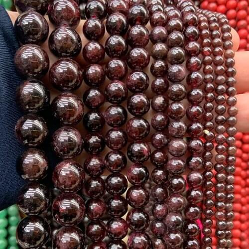4-12mm Natural Red Garnet Stone Beads 15'' Round DIY Loose Beads For Jewelry Making Beads Bracelet Necklace For Women Gift
