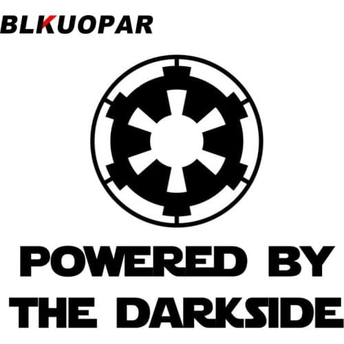 BLKUOPAR for Powered By the Darkside Windshield Interesting Text Decals Vinyl Car Stickers Waterproof Trunk Funny Decoration