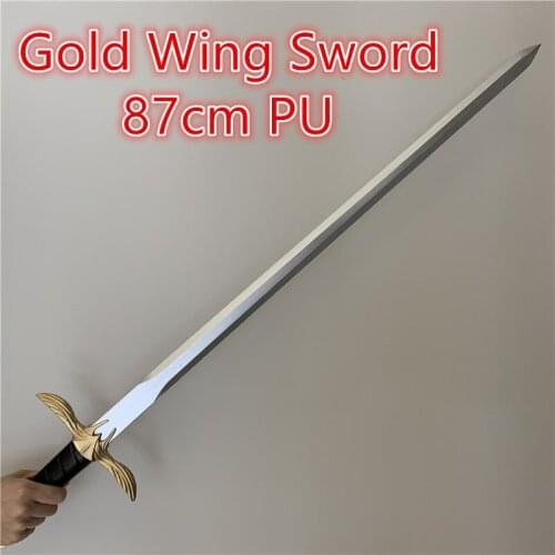 Big 1:1 Sword Weapon Game Anime Cosplay Gold Wing Sword Prop Role Play Gift Safety PU Golden King Sword 87cm