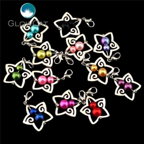 12PCs Handmade Colorful Charm Plastic Beads Cute Star Transport Bead Diy Pendant For Jewelry Making Gift 22547