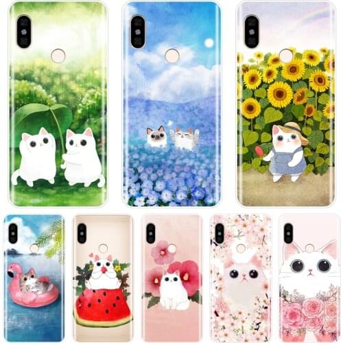 Phone Case Silicone For Pocophone F1 Xiaomi Redmi Note 4 4X 5 5A 6 Pro Prime Cat Back Cover For Redmi S2 4 4A 4X 5A 6 6A 5 Plus