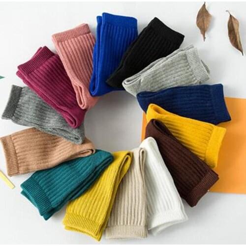 Kids Girl Boy Solid Color Stretchy Soft Warm Breathable Middle Tube Crew Socks Soft Kids Floor Socks recien nacido