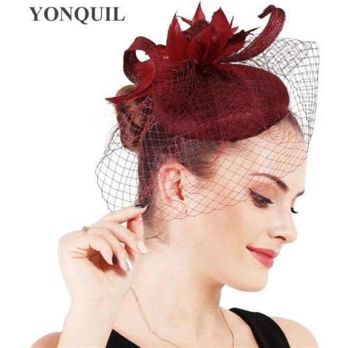Elegant Bride Mesh Headwear Wedding Fascinator Hat With Fancy Feather Flower Fedora Cap Elegant Womens Occasion Headpiece Veils