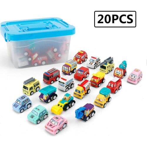 Mini Pull Back Cars Toy Plastic Funny Kids Diecast Vehicle Car Model Non-toxic Colorful Pull Back Car Toy Set Girls Boys Gift