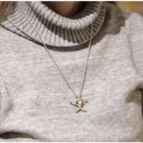 Personality Creativity Cartoon Anime Peripheral Straw Hat Kid Vintage Pendant Necklaces for Men Women Trendy Jewelry