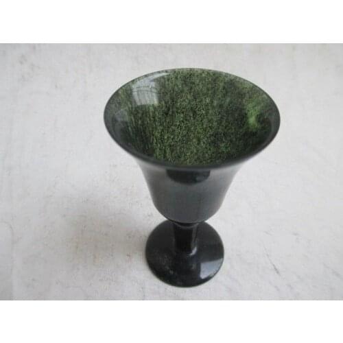 Exquisite Chinese Handmade Dark Green Jade Cup