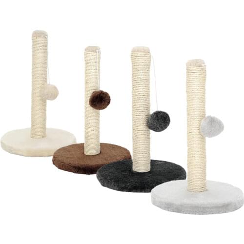 Cat Scratching Post Claw Scratcher with Sisal Rope Cats Climbing Post Jumping Tower with Square Base and Ball Cats Toy