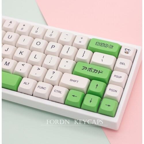 137-key Avocado Milk Keycaps PBT Sublimation XDA Highly Mechanical Keyboard Keycaps Japanese and English Full Round Keycaps 61