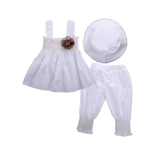 3pcs sets Newborn Toddler Baby Girls clothes Casual Cotton tops + pants + hat Summer Kids Outfits Suit 0-24M